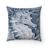 Cute Seahorse Monochrome Blue Watercolor Square Pillow 14 × Home Decor