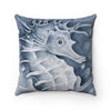 Cute Seahorse Monochrome Blue Watercolor Square Pillow Home Decor