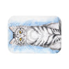 Cute Silver Tabby Cat Snow Watercolor Art Bath Mat 24 × 17 Home Decor