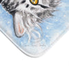 Cute Silver Tabby Cat Snow Watercolor Art Bath Mat Home Decor