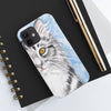 Cute Silver Tabby Cat Snow Watercolor Art Case Mate Tough Phone Cases