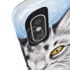 Cute Silver Tabby Cat Snow Watercolor Art Case Mate Tough Phone Cases