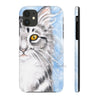 Cute Silver Tabby Cat Snow Watercolor Art Case Mate Tough Phone Cases Iphone 11