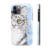 Cute Silver Tabby Cat Snow Watercolor Art Case Mate Tough Phone Cases Iphone 11 Pro