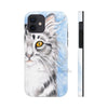 Cute Silver Tabby Cat Snow Watercolor Art Case Mate Tough Phone Cases Iphone 12