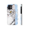 Cute Silver Tabby Cat Snow Watercolor Art Case Mate Tough Phone Cases Iphone 12 Mini