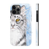 Cute Silver Tabby Cat Snow Watercolor Art Case Mate Tough Phone Cases Iphone 12 Pro Max