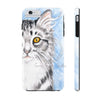 Cute Silver Tabby Cat Snow Watercolor Art Case Mate Tough Phone Cases Iphone 6/6S Plus