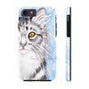 Cute Silver Tabby Cat Snow Watercolor Art Case Mate Tough Phone Cases Iphone 7 8