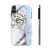 Cute Silver Tabby Cat Snow Watercolor Art Case Mate Tough Phone Cases Iphone Xs Max