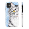 Cute Silver Tabby Cat Snow Watercolor Art Ii Case Mate Tough Phone Cases Iphone 11