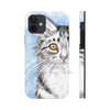 Cute Silver Tabby Cat Snow Watercolor Art Ii Case Mate Tough Phone Cases Iphone 12