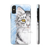 Cute Silver Tabby Cat Snow Watercolor Art Ii Case Mate Tough Phone Cases Iphone X