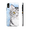 Cute Silver Tabby Cat Snow Watercolor Art Ii Case Mate Tough Phone Cases Iphone Xr