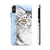 Cute Silver Tabby Cat Snow Watercolor Art Ii Case Mate Tough Phone Cases Iphone Xs Max