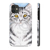 Cute Silver Tabby Cat Snow Watercolor Art Iii Case Mate Tough Phone Cases Iphone 11