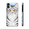 Cute Silver Tabby Cat Snow Watercolor Art Iii Case Mate Tough Phone Cases Iphone X