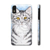 Cute Silver Tabby Cat Snow Watercolor Art Iii Case Mate Tough Phone Cases Iphone Xr
