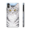 Cute Silver Tabby Cat Snow Watercolor Art Iii Case Mate Tough Phone Cases Iphone Xs Max