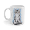Cute Silver Tabby Cat Snow Watercolor Art Mug 11Oz