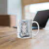 Cute Silver Tabby Cat Snow Watercolor Art Mug 11Oz