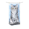 Cute Silver Tabby Cat Snow Watercolor Art Polycotton Towel 36 × 72 Home Decor