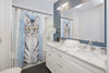 Cute Silver Tabby Cat Snow Watercolor Art Shower Curtain Home Decor