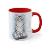 Cute Silver Tabby Kitten Cat Watercolor On White Art Accent Coffee Mug 11Oz