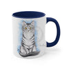 Cute Silver Tabby Kitten Cat Watercolor On White Art Accent Coffee Mug 11Oz