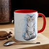 Cute Silver Tabby Kitten Cat Watercolor On White Art Accent Coffee Mug 11Oz