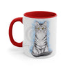 Cute Silver Tabby Kitten Cat Watercolor On White Art Accent Coffee Mug 11Oz