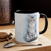 Cute Silver Tabby Kitten Cat Watercolor On White Art Accent Coffee Mug 11Oz