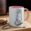 Cute Silver Tabby Kitten Cat Watercolor On White Art Accent Coffee Mug 11Oz