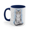 Cute Silver Tabby Kitten Cat Watercolor On White Art Accent Coffee Mug 11Oz