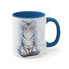 Cute Silver Tabby Kitten Cat Watercolor On White Art Accent Coffee Mug 11Oz