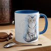 Cute Silver Tabby Kitten Cat Watercolor On White Art Accent Coffee Mug 11Oz