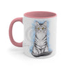 Cute Silver Tabby Kitten Cat Watercolor On White Art Accent Coffee Mug 11Oz