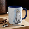 Cute Silver Tabby Kitten Cat Watercolor On White Art Accent Coffee Mug 11Oz