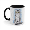 Cute Silver Tabby Kitten Cat Watercolor On White Art Accent Coffee Mug 11Oz Black /