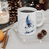 Cute Titmouse Bird Blue Ink Art Mug 11Oz