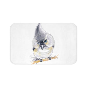 Cute Titmouse Bird Watercolor Art Bath Mat 34 × 21 Home Decor