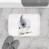 Cute Titmouse Bird Watercolor Art Bath Mat Home Decor
