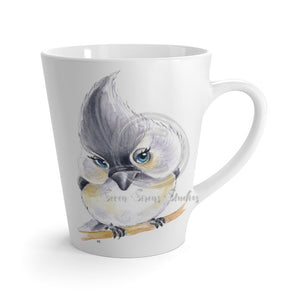 Cute Titmouse Bird Watercolor Art Latte Mug 12Oz Mug