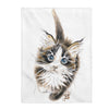 Cute Tuxedo Tabby Kitten Cat Watercolor Art Velveteen Plush Blanket 60 × 80 All Over Prints