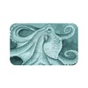 Cyan Green Dancing Octopus Watercolor Ink Bath Mat Large 34X21 Home Decor