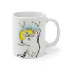 White Roe Deer Sun Yellow Ink Art Mug 11oz