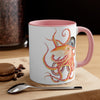 Red Orange Octopus Compass Watercolor on White Art Accent Coffee Mug, 11oz