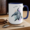 Born Free Orca Whale Color Splash Art Two-Tone Coffee Mugs, 15oz