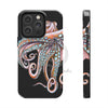 Dancing Octopus Pink On Black Art Mate Tough Phone Cases Iphone 14 Pro Case