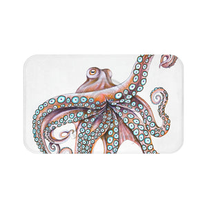 Dancing Octopus Pink On White Art Bath Mat 34 × 21 Home Decor